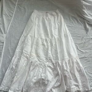 LOFT White Maxi Tiered Skirt